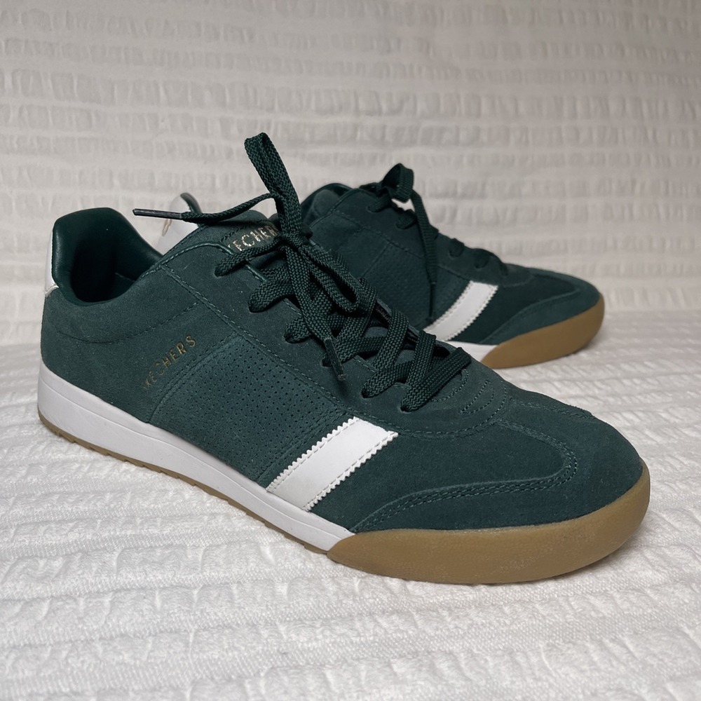 Skechers Zinger Retro Rockers Dark Green Sneakers Womens 11 White Stripe